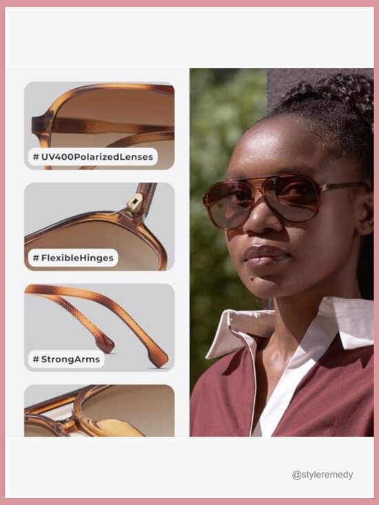 Polarized Aviator Sunglasses, Oversized UV Protection Shades, Plastic Frames main image 4